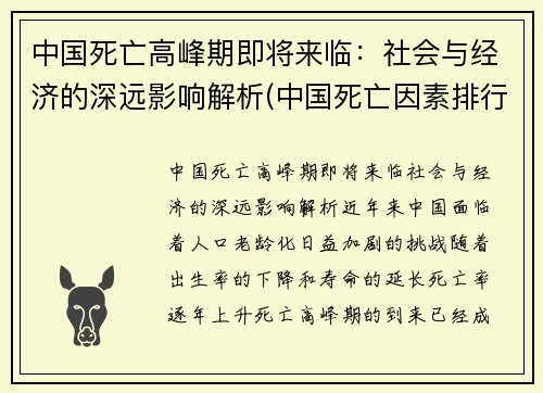 中国死亡高峰期即将来临：社会与经济的深远影响解析(中国死亡因素排行)